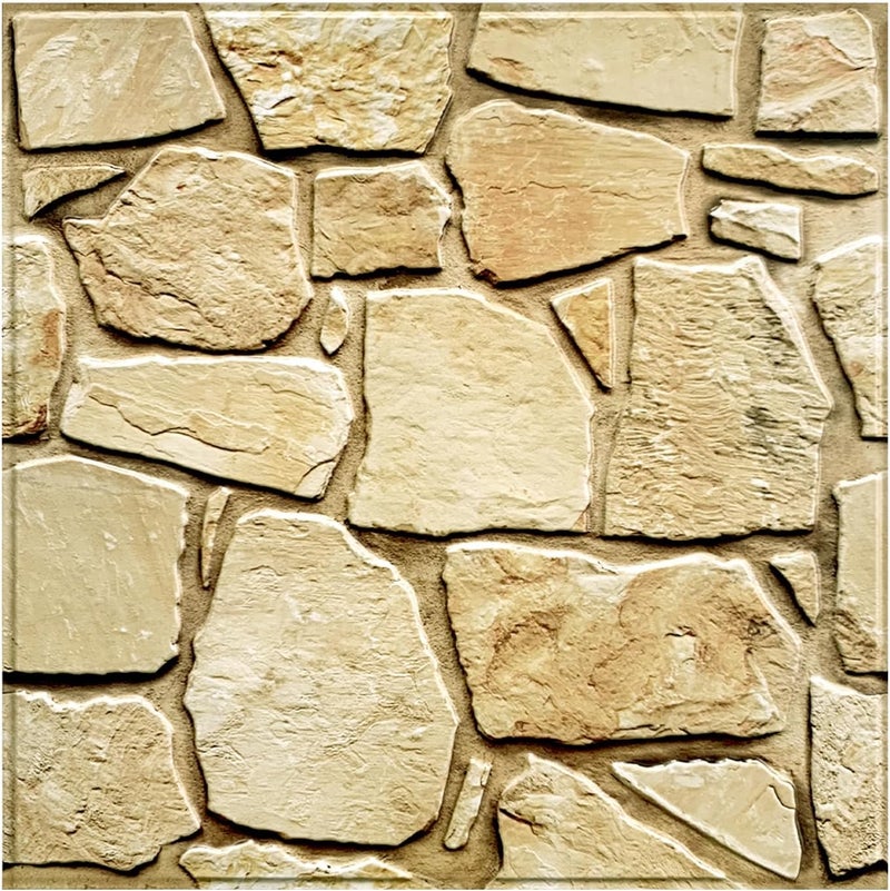 COMSTICKC 3D Faux Stone Wall Panel Peel and Stick Wall Tiles, 10 Pcs of 12"X12", Ultra-Light Thin PVC Rock Adhesive Fake Stone Paneling Backsplash Interior Decor (Brown) - Image 1